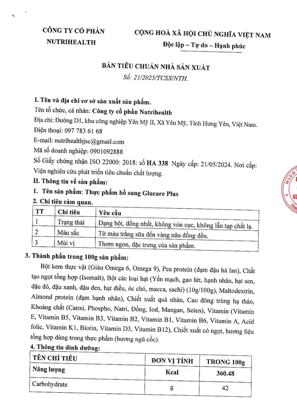 Trang 4/8 – Bản tự công bố sản phẩm 21/NTH/2025
