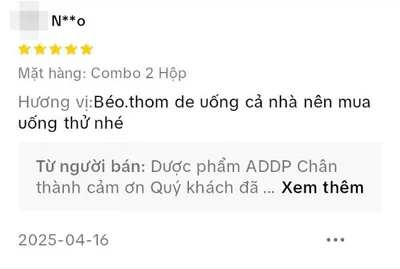 Đánh giá 5 sao trên TikTok Shop của N**o, phân loại Combo 2 Hộp: Hương vị:Béo.thom de uống cả nhà nên mua uống thử nhé