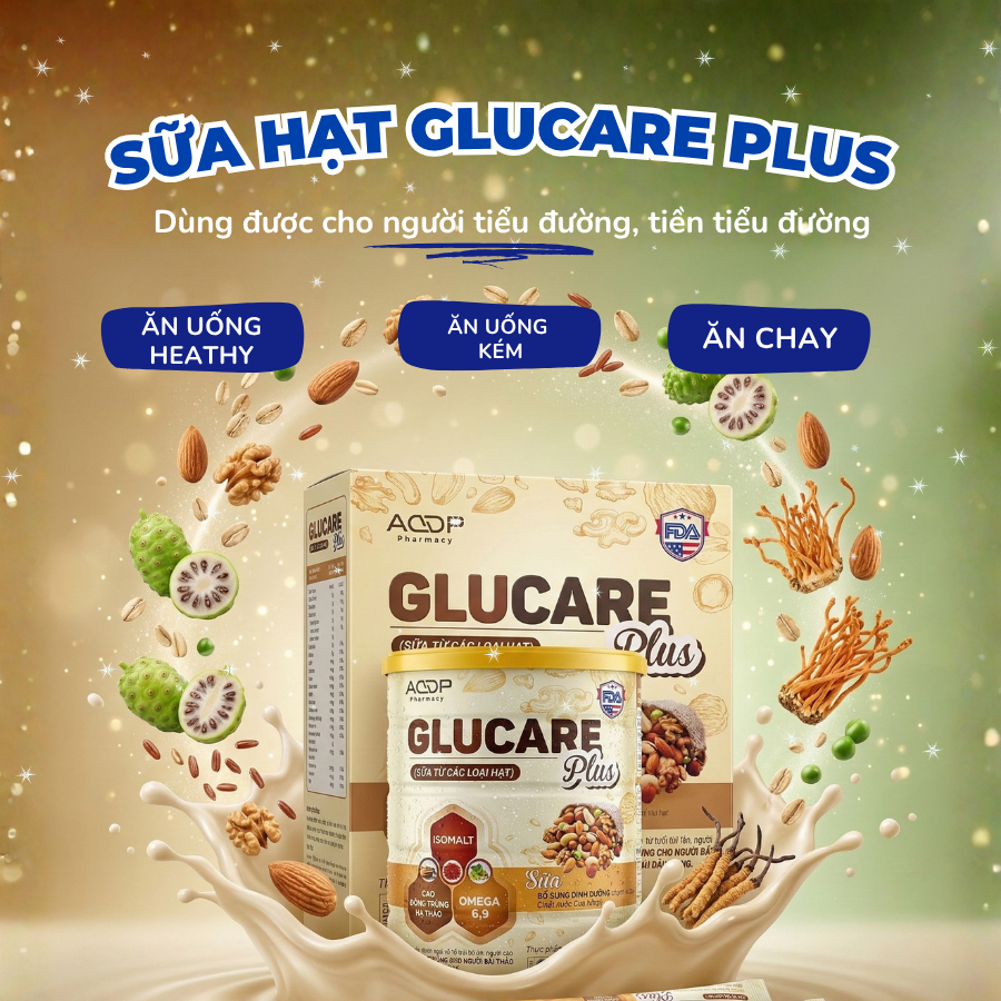 Sữa Hạt Glucare Plus 400g lon sữa hạt dinh dưỡng vàng